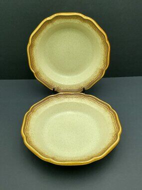 Mikasa Whole Wheat Rim Soup Bowls Speckled Tan Stoneware Soup Cereal Bowls